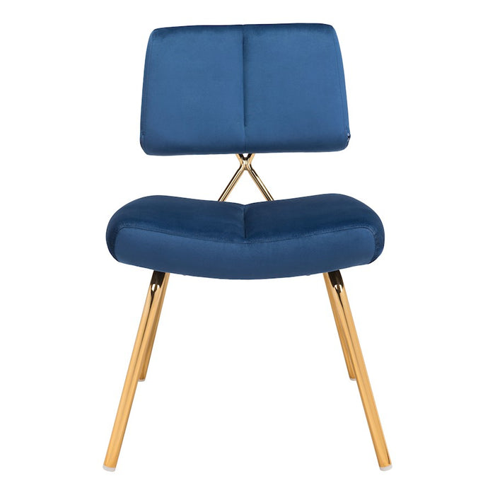 Zuo Modern Nicole Accent Chair Set of 2, Blue/Gold