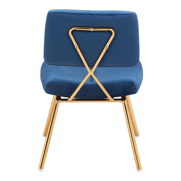 Zuo Modern Nicole Accent Chair Set of 2, Blue/Gold