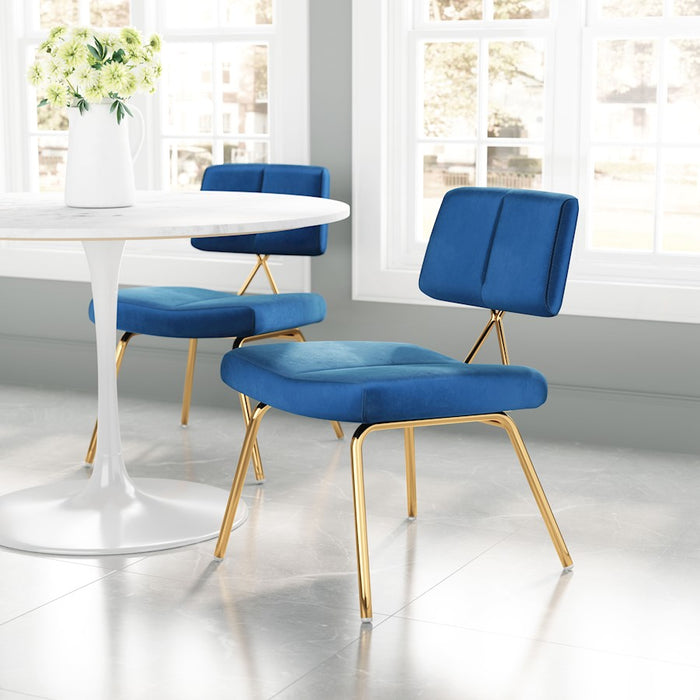 Zuo Modern Nicole Accent Chair Set of 2, Blue/Gold