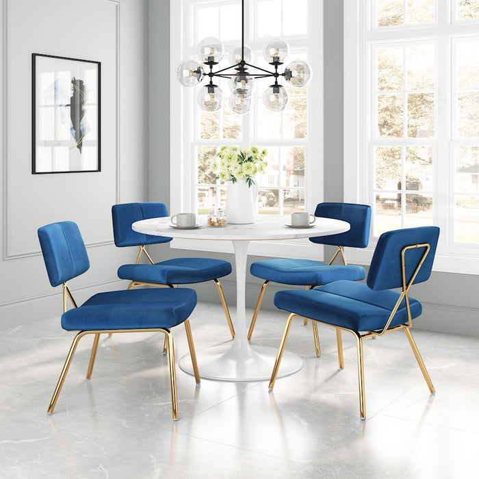 Zuo Modern Nicole Accent Chair Set of 2, Blue/Gold