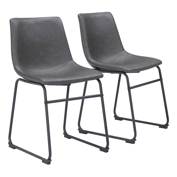 Zuo Modern Smart Dining Chair Set of 2, Charcoal - 101995