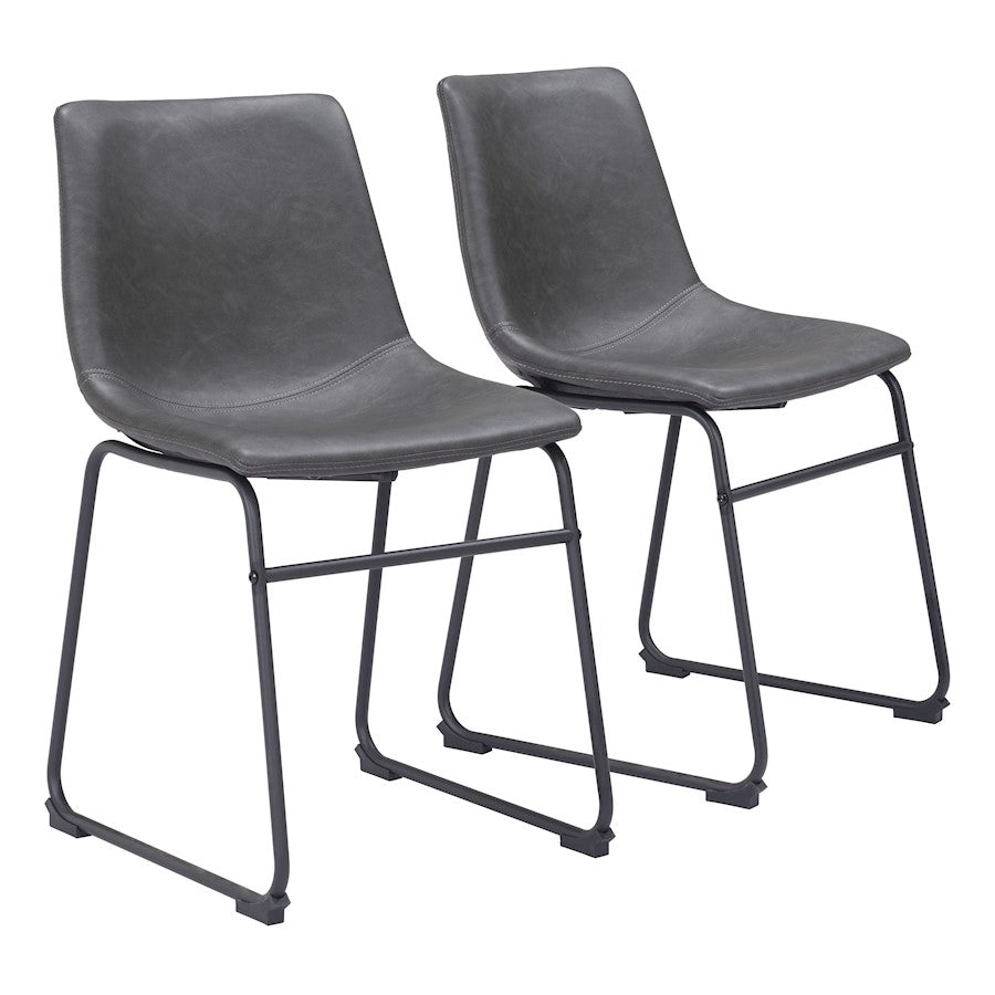 Zuo Modern Smart Dining Chair Set of 2, Charcoal - 101995
