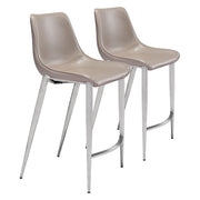 Zuo Modern Magnus Counter Stool Set of 2, Brown/Silver - 102028