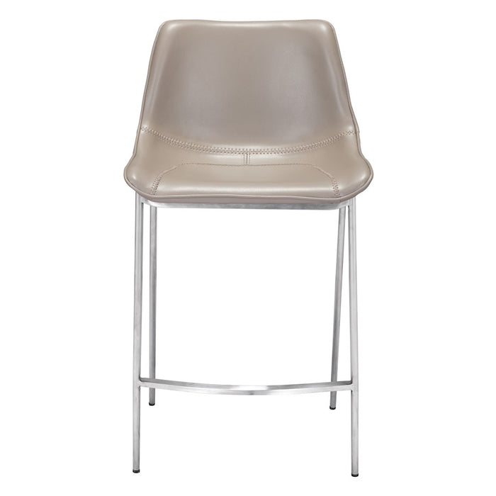 Zuo Modern Magnus Counter Stool Set of 2, Brown/Silver