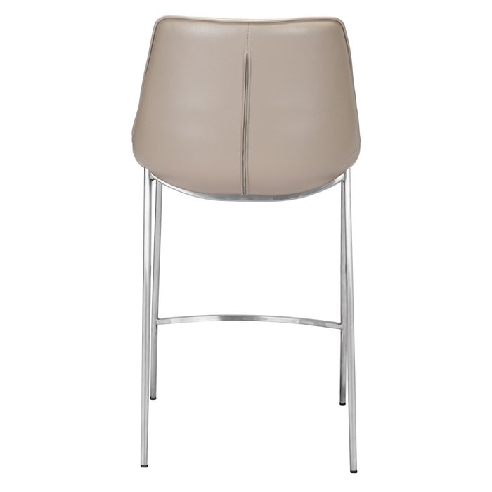 Zuo Modern Magnus Counter Stool Set of 2, Brown/Silver