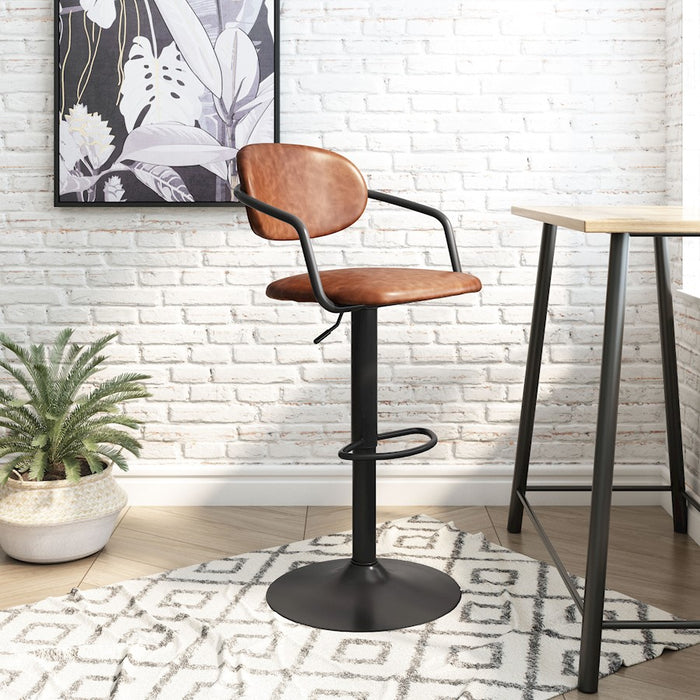 Zuo Modern Kirby BarStool, Vintage Brown/Black