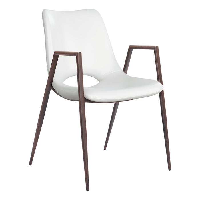 Zuo Modern Desi Dining Chair Set of 2, White/Walnut