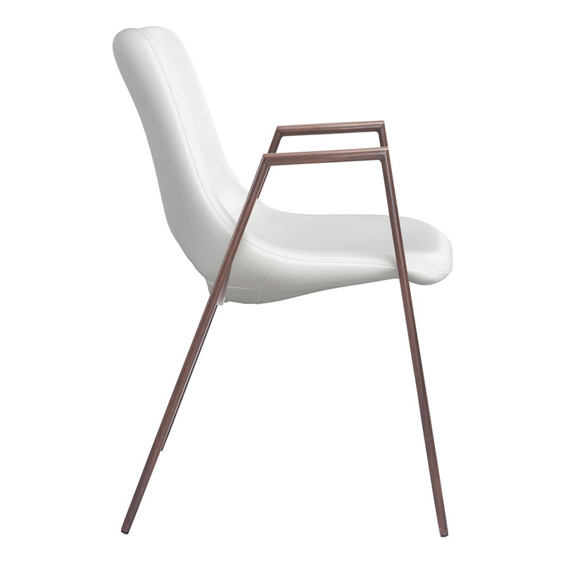 Zuo Modern Desi Dining Chair Set of 2, White/Walnut