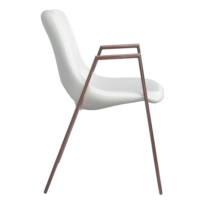 Zuo Modern Desi Dining Chair Set of 2, White/Walnut