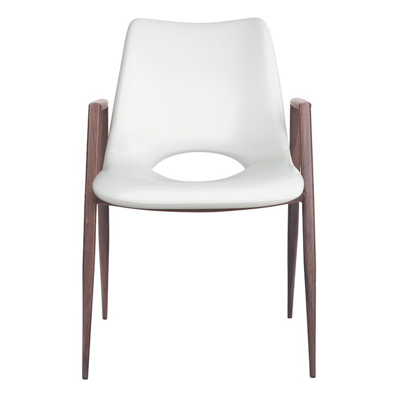 Zuo Modern Desi Dining Chair Set of 2, White/Walnut