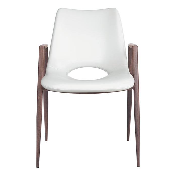 Zuo Modern Desi Dining Chair Set of 2, White/Walnut