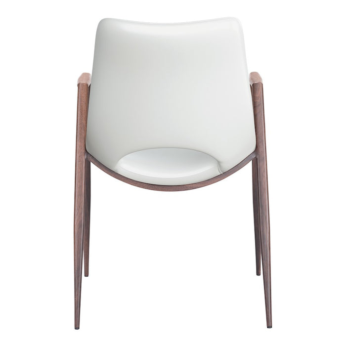 Zuo Modern Desi Dining Chair Set of 2, White/Walnut