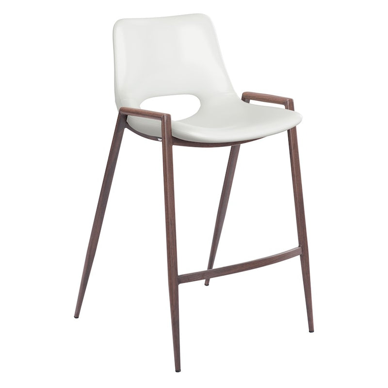 Zuo Modern Desi Counter Stool Set of 2, White/Walnut