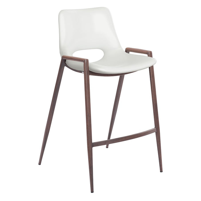 Zuo Modern Desi Counter Stool Set of 2, White/Walnut