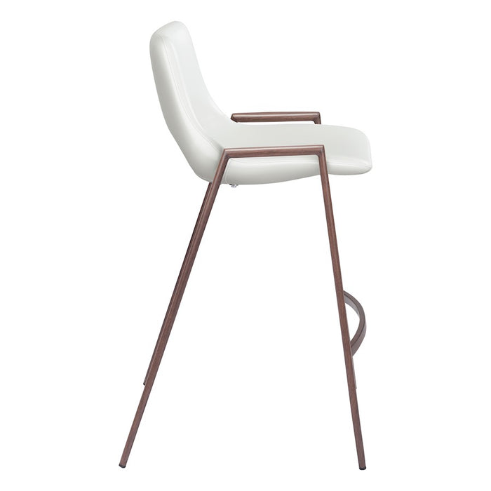 Zuo Modern Desi Counter Stool Set of 2, White/Walnut