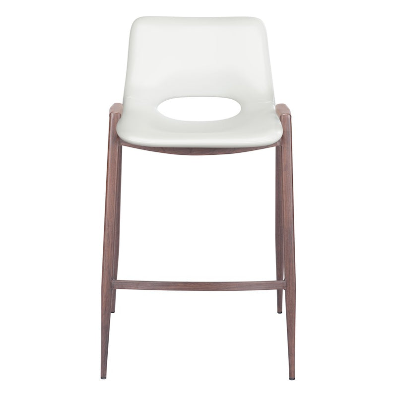 Zuo Modern Desi Counter Stool Set of 2, White/Walnut