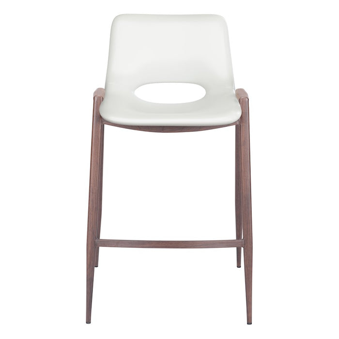 Zuo Modern Desi Counter Stool Set of 2, White/Walnut