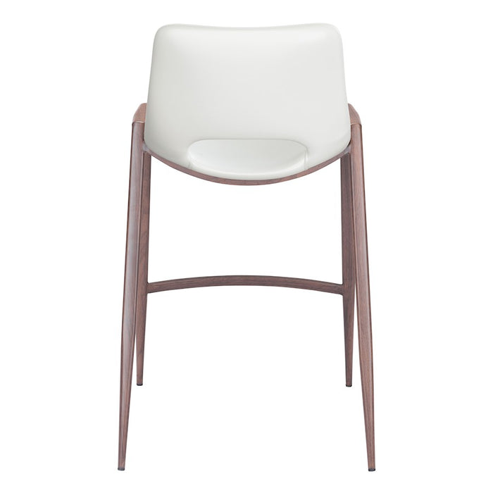 Zuo Modern Desi Counter Stool Set of 2, White/Walnut