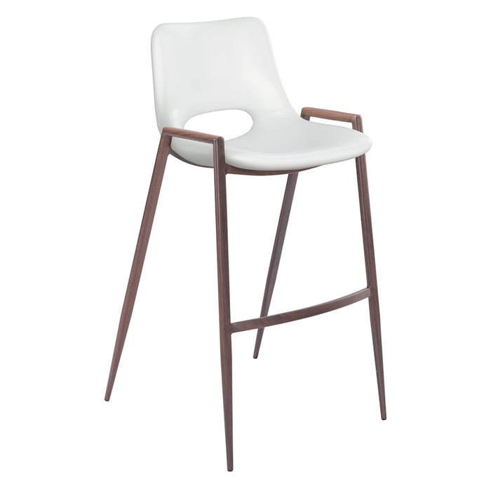 Zuo Modern Desi BarStool Set of 2, White/Walnut