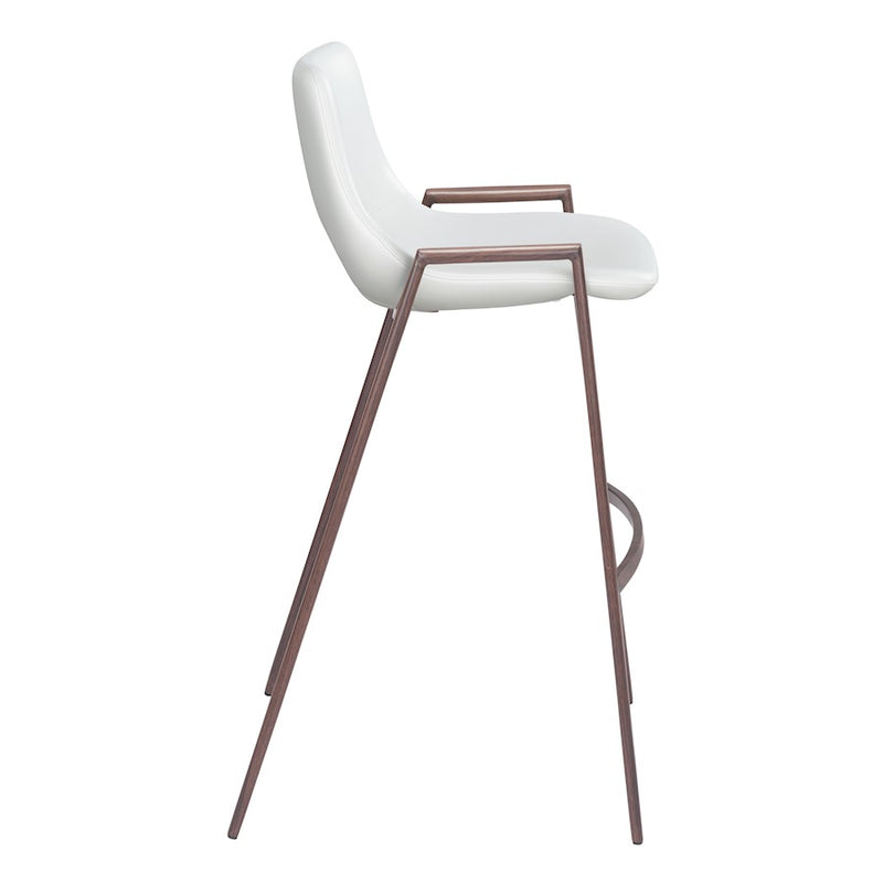 Zuo Modern Desi BarStool Set of 2, White/Walnut