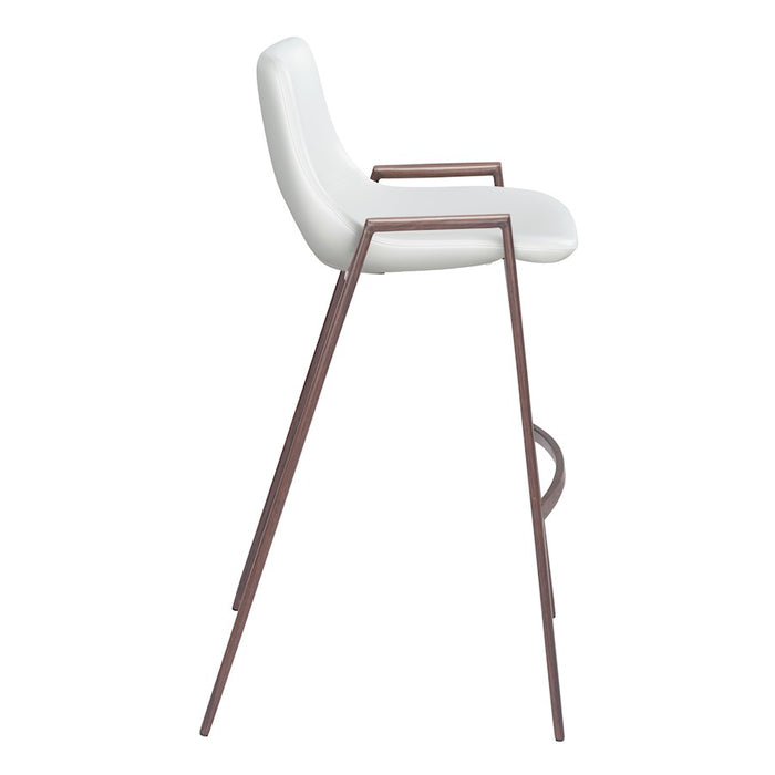 Zuo Modern Desi BarStool Set of 2, White/Walnut