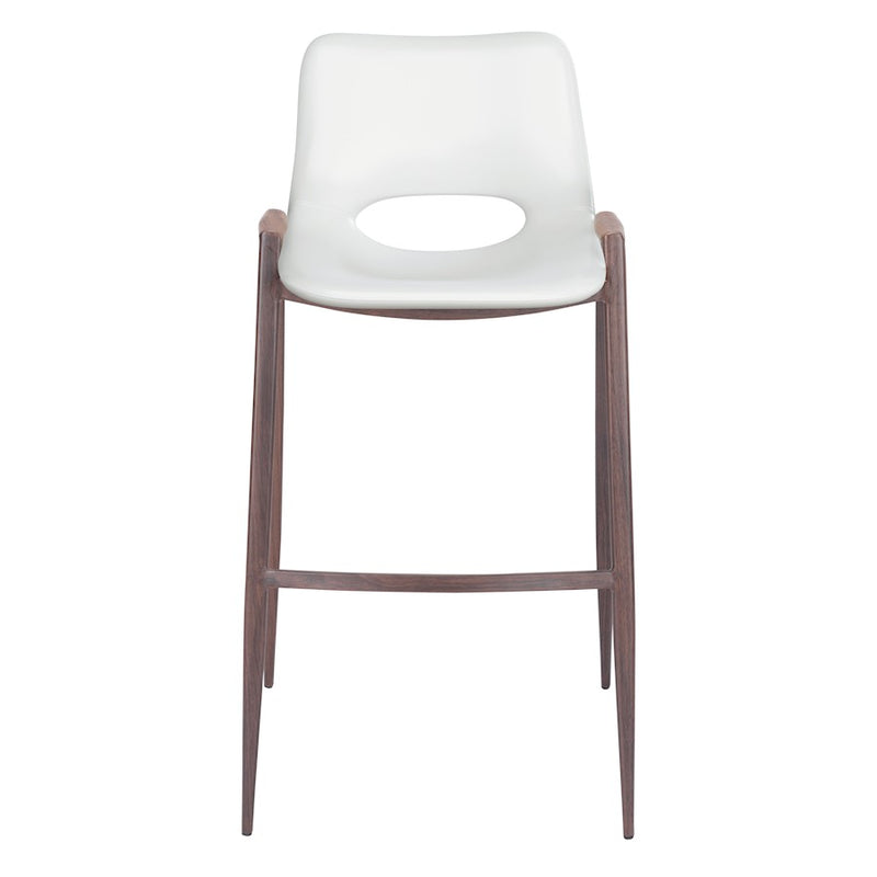 Zuo Modern Desi BarStool Set of 2, White/Walnut