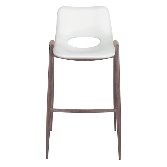 Zuo Modern Desi BarStool Set of 2, White/Walnut