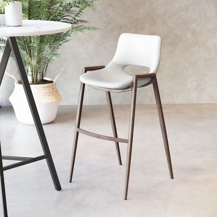 Zuo Modern Desi BarStool Set of 2, White/Walnut