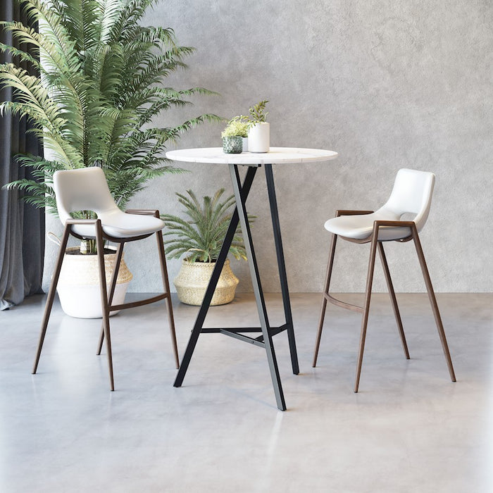 Zuo Modern Desi BarStool Set of 2, White/Walnut