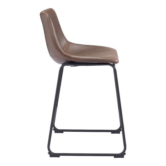Zuo Modern Smart Counter Stool Set of 2, Vintage Espresso
