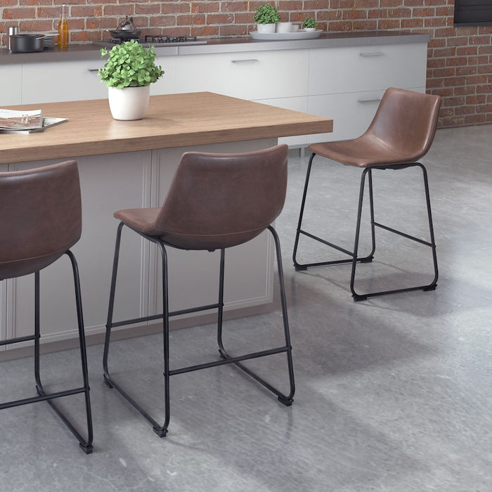 Zuo Modern Smart Counter Stool Set of 2, Vintage Espresso