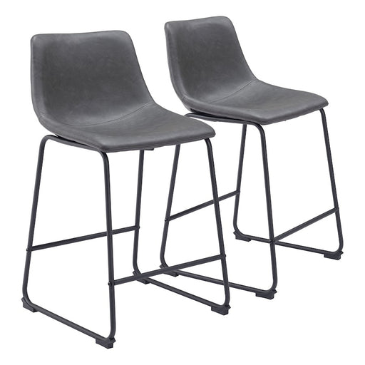 Zuo Modern Smart Counter Stool Set of 2, Charcoal - 109324