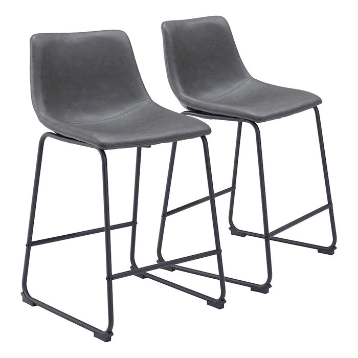 Zuo Modern Smart Counter Stool Set of 2, Charcoal - 109324