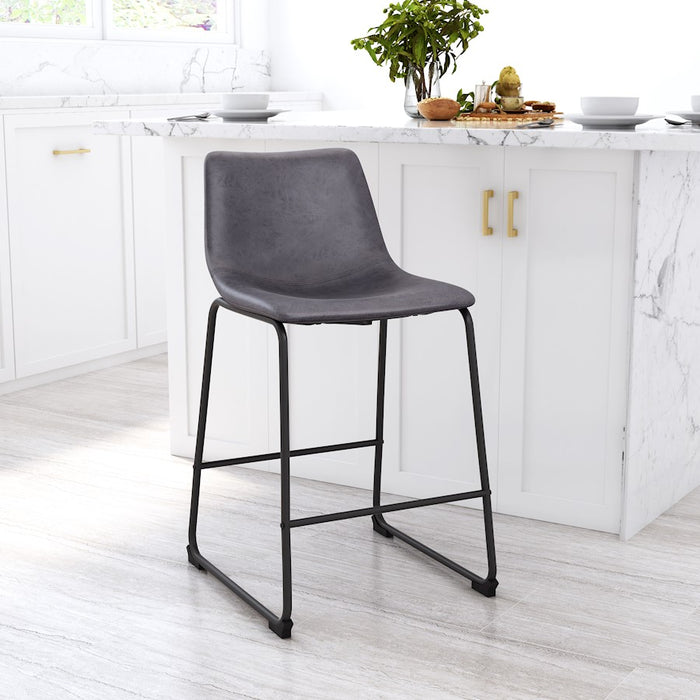Zuo Modern Smart Counter Stool Set of 2, Charcoal