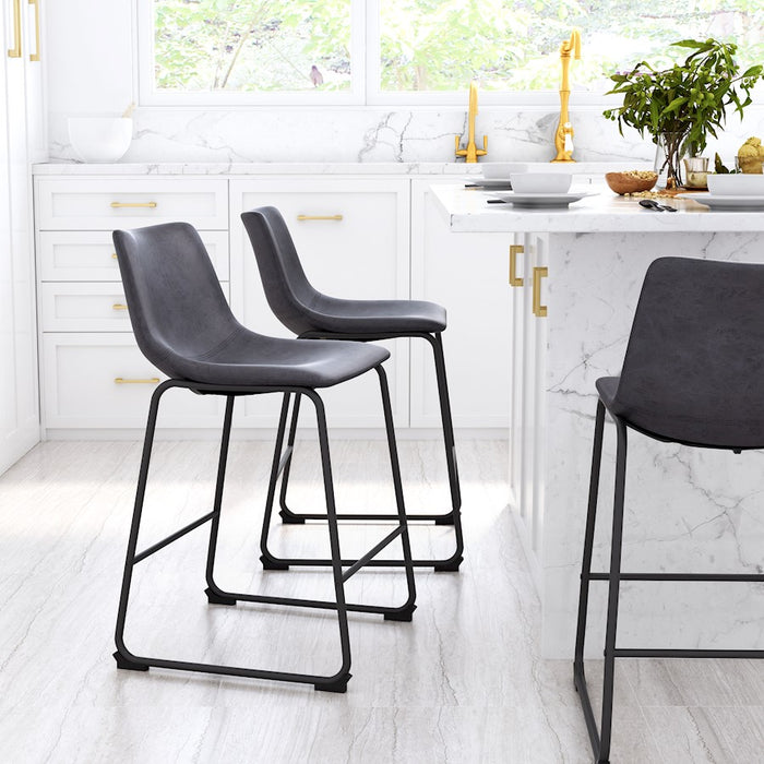 Zuo Modern Smart Counter Stool Set of 2, Charcoal