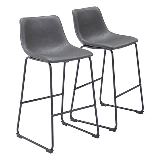 Zuo Modern Smart BarStool Set of 2, Charcoal - 109327