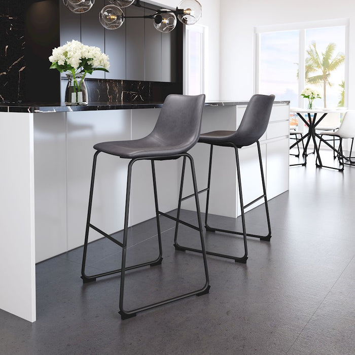 Zuo Modern Smart BarStool Set of 2, Charcoal