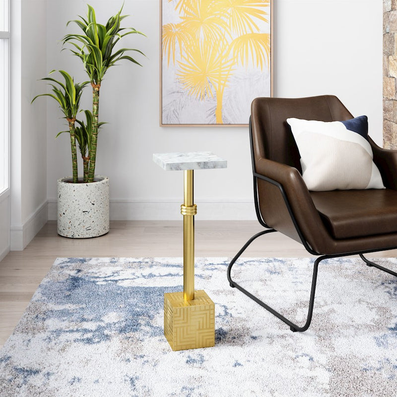 Zuo Modern Josef Side Table, White/Gold