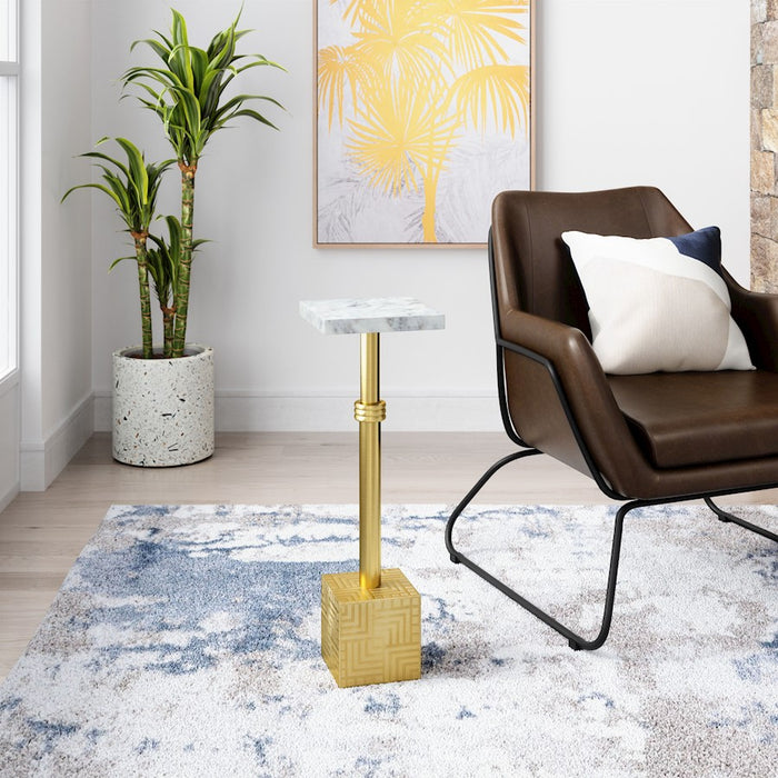 Zuo Modern Josef Side Table, White/Gold
