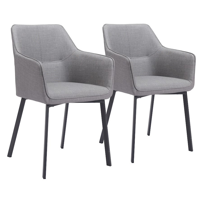 Zuo Modern Adage Dining Chair Set of 2, Gray - 109364
