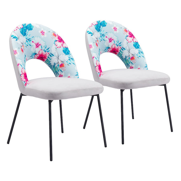 Zuo Modern Torrey Dining Chair Set of 2, Multicolor Print/Gray - 109365