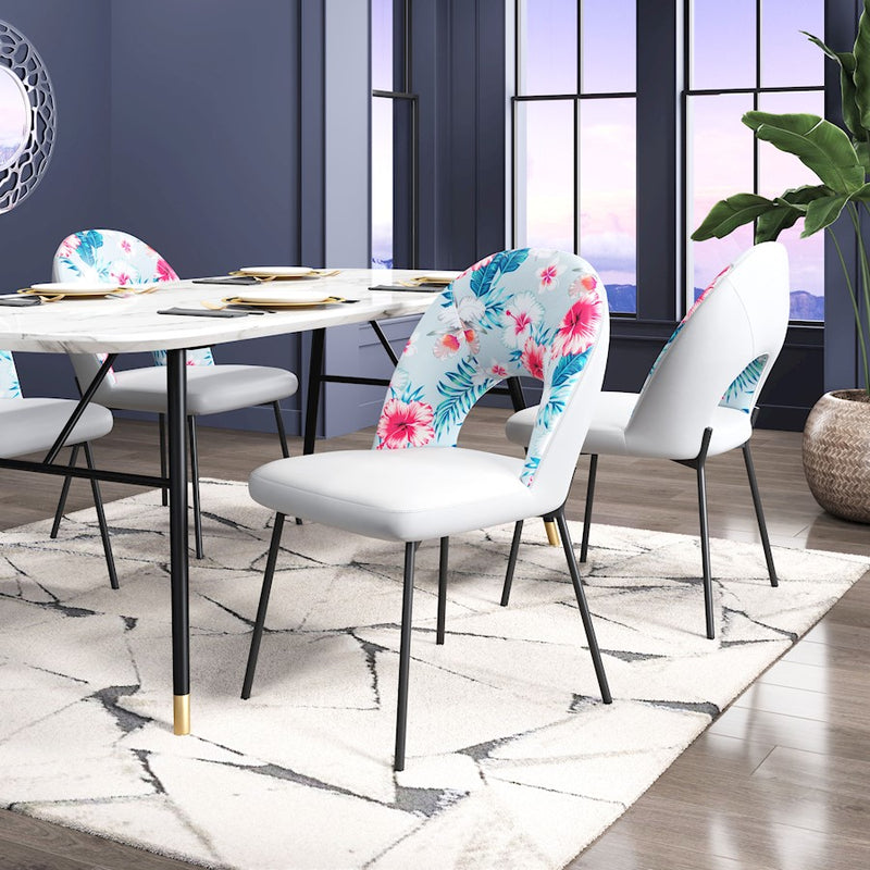 Zuo Modern Torrey Dining Chair Set of 2, Multicolor Print/Gray