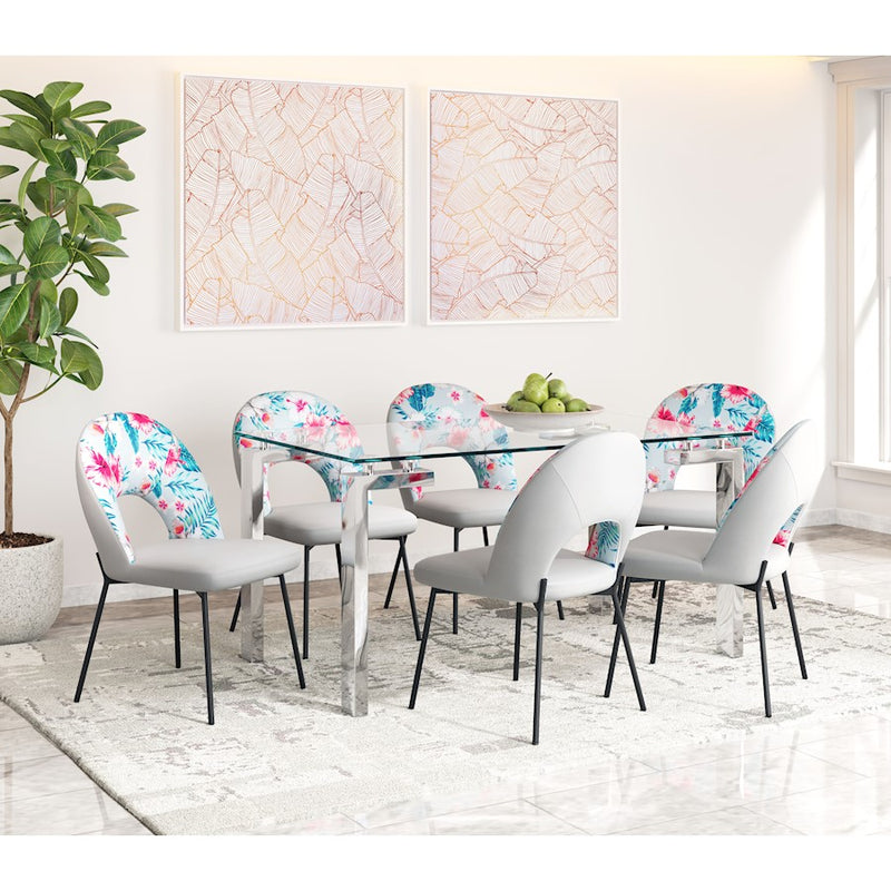 Zuo Modern Torrey Dining Chair Set of 2, Multicolor Print/Gray