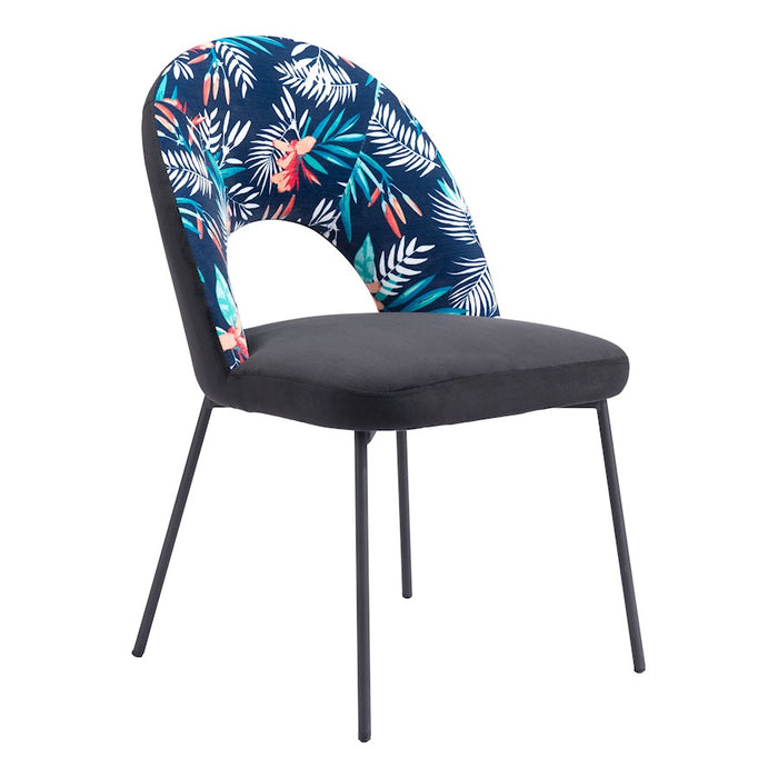 Zuo Modern Merion Dining Chair Set of 2, Multicolor Print/Black