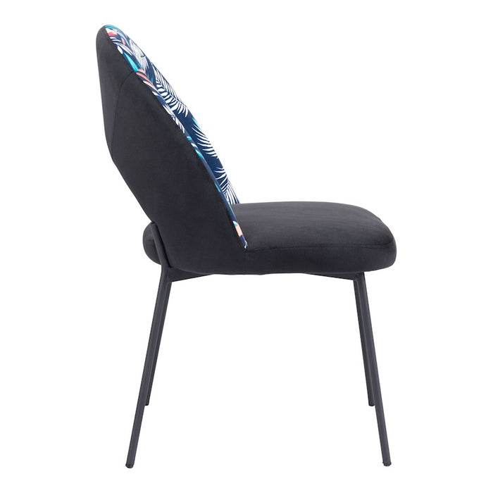 Zuo Modern Merion Dining Chair Set of 2, Multicolor Print/Black