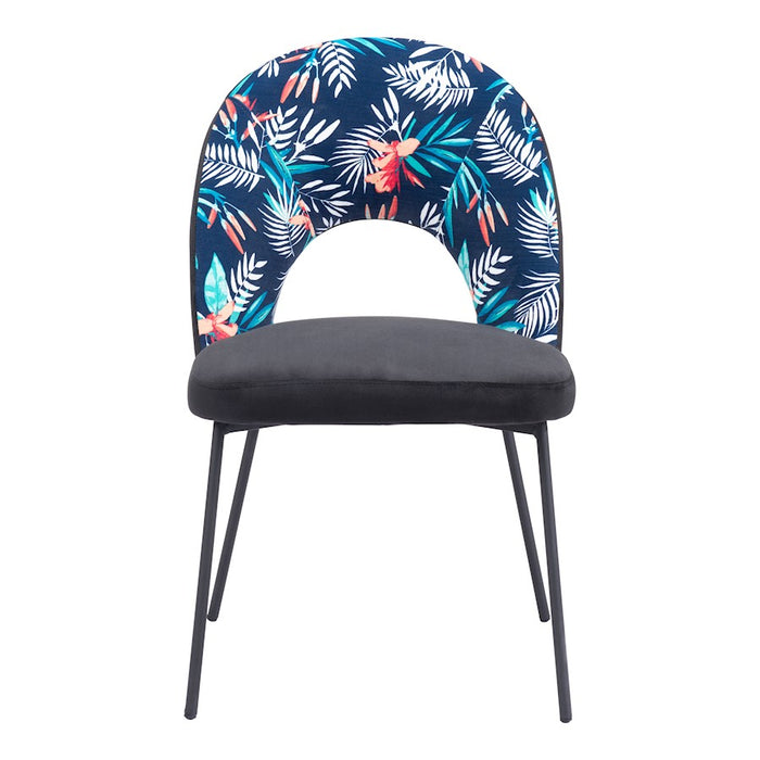 Zuo Modern Merion Dining Chair Set of 2, Multicolor Print/Black