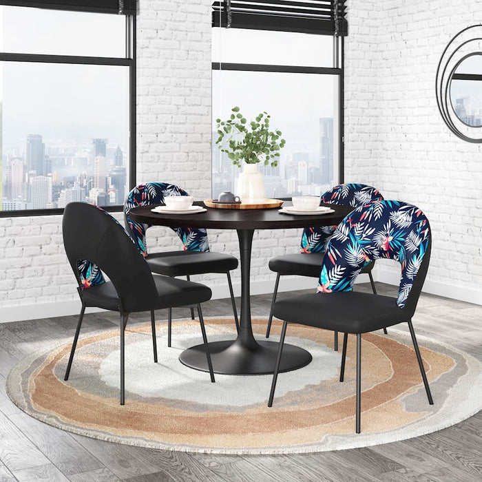 Zuo Modern Merion Dining Chair Set of 2, Multicolor Print/Black