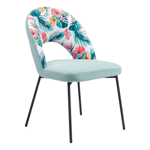 Zuo Modern Bethpage Dining Chair Set of 2, Multicolor Print/Green