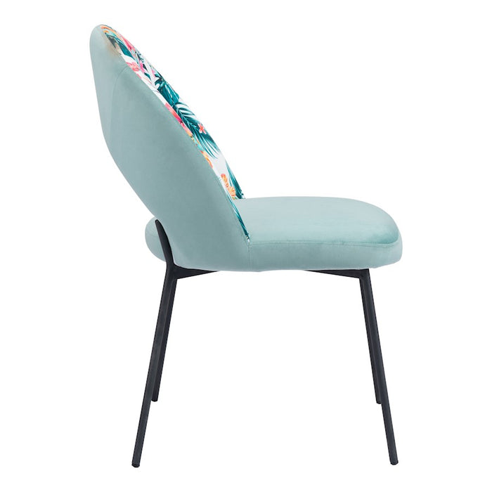 Zuo Modern Bethpage Dining Chair Set of 2, Multicolor Print/Green