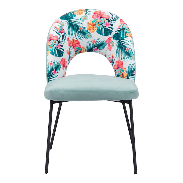 Zuo Modern Bethpage Dining Chair Set of 2, Multicolor Print/Green